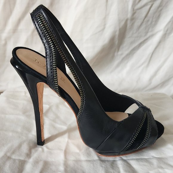BNIB LAMB Leather DAWNA Black Zipper Pumps Sz 7.5 - Picture 3 of 10